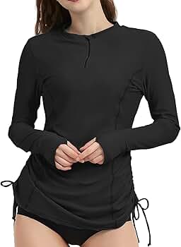 水着・ラッシュガード Black asymmetry cutting swim tops LilyCat Women's Rash Guard Long Sleeve Sun Protection