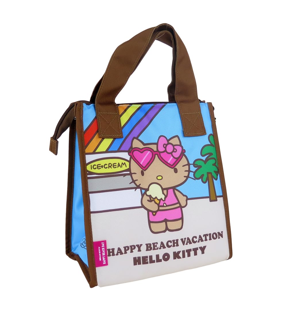 HoloHolo Hello Kitty Thermal Insulated Bag, Hello Kitty, Lunch Bag, Tanning Kitty, Hello Kitty Lunch Bag, Hawaiian Miscellaneous Goods, Cute, Popular, KITTY ICE - BLUE