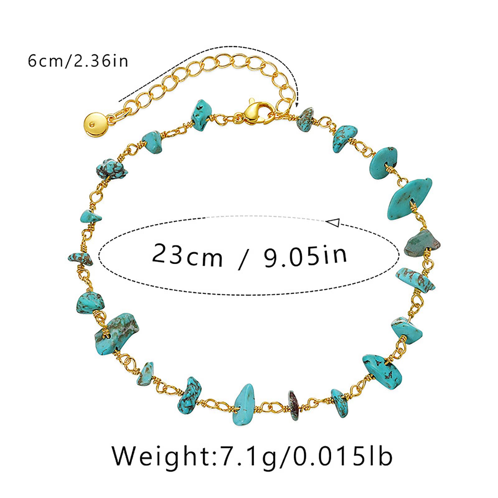 Turquoise Anklets for Women 18 Gold Plated Dainty Turquoise Gold Ankle Bracelets for Women, Adjustable, Handmade Anklets 6