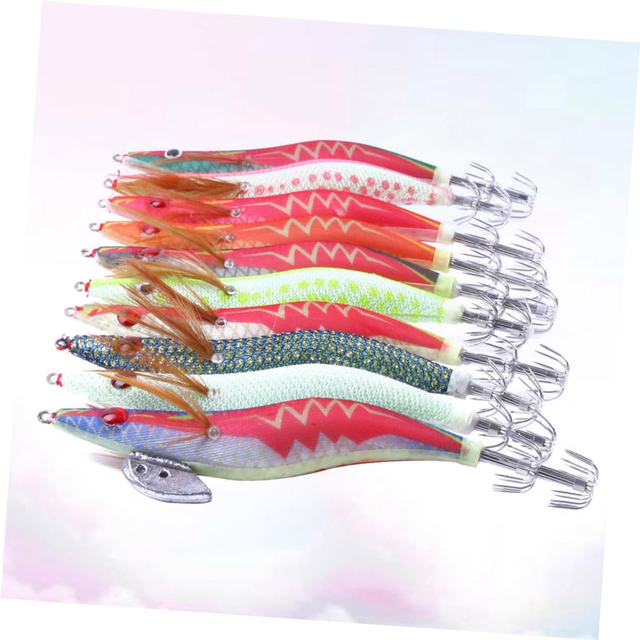 HANABASS Leurre de Pêche Phosphorescent Lot de 10 pour Calamar