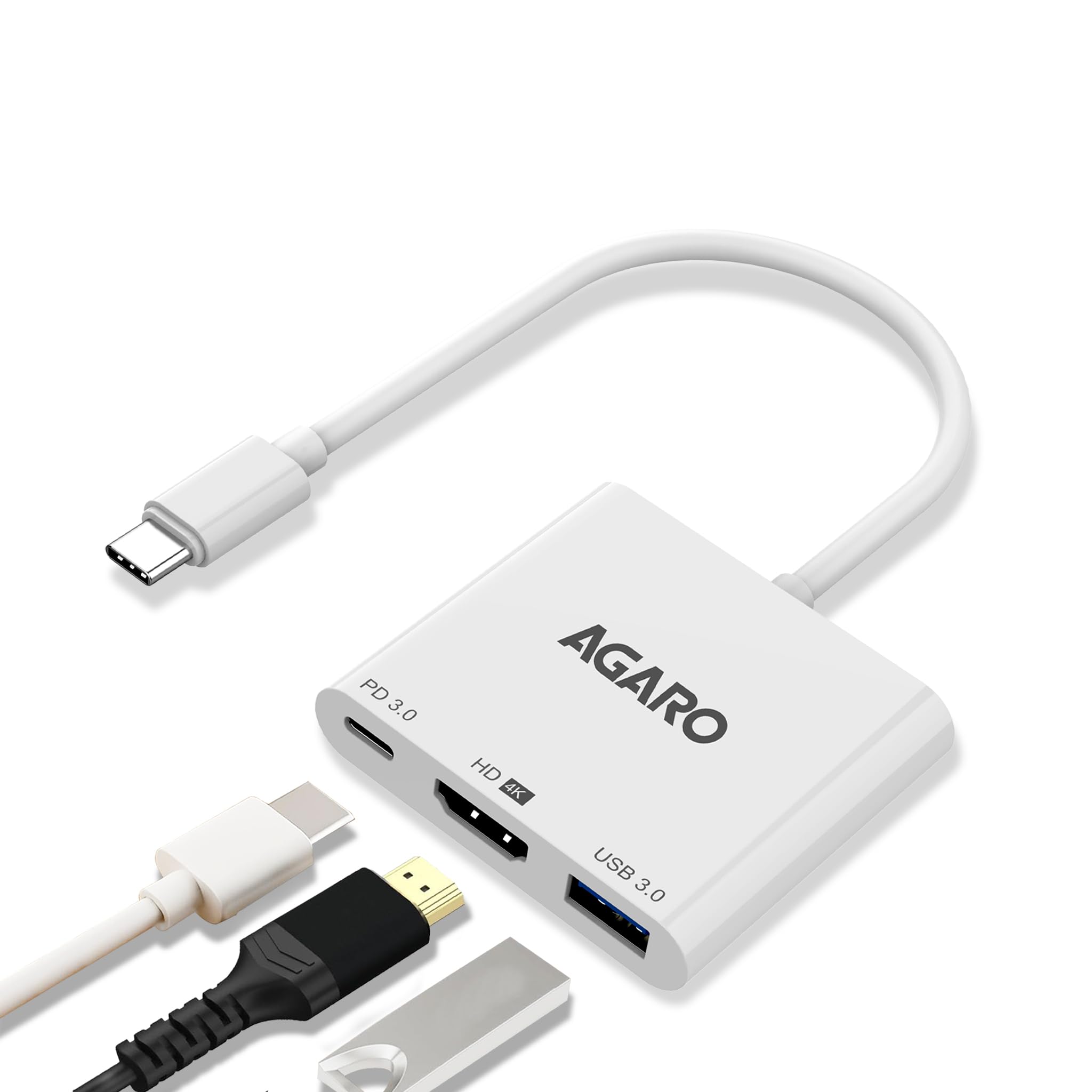 AGARO 3-in-1 USB Type-C to HDMI Multi-Port Hub, 4K HDMI Output, USB 3.0 High-Speed Data Transfer, Type-C PD Fast Charging, Compatible with MacBook, Laptop, Tablet, Smartphone & All Type C Devices-image-17