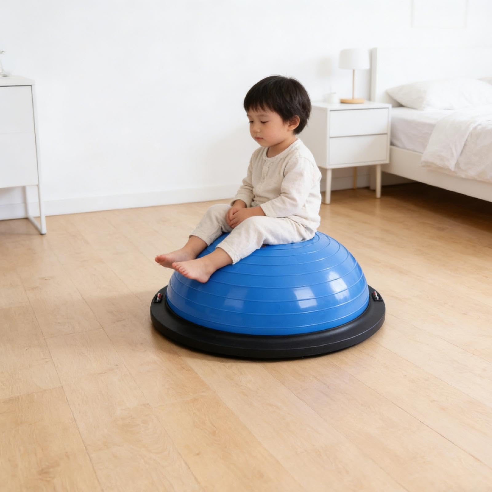 Pedana di Equilibrio a Mezza Cupola con Elastici di Resistenza – Punto di Allenamento per Bambini, Danza, Pilates E Flessibilità