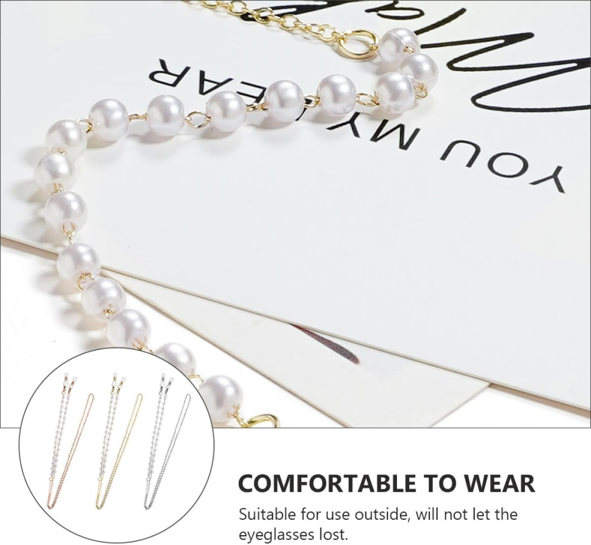 PATKAW 3pcs Eyeglasses Chain Glasses Hanging Chain Mask Strap Set Pearl Beaded Non-slip for Women Fashion Party Accessories