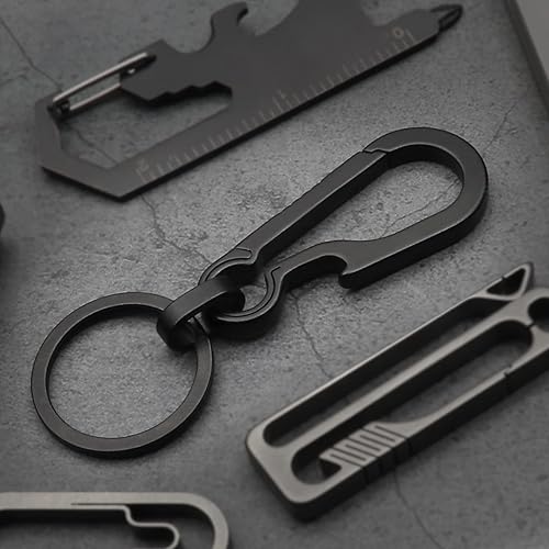 Miniatura 7 de Clip de llavero de mosquetón de titanio, clip minimalista para llavero EDC ganchos de liberación rápida