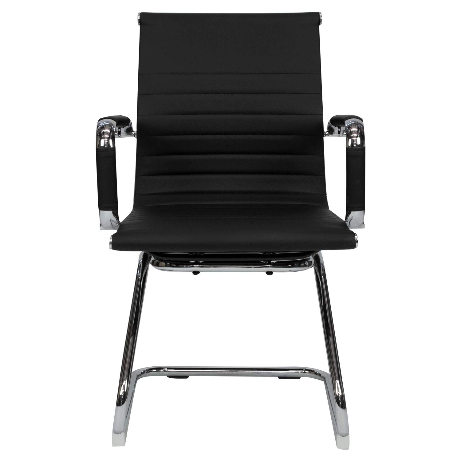 Silla de Confidente Símil Piel, Silla de Oficina Confidente (Negro)