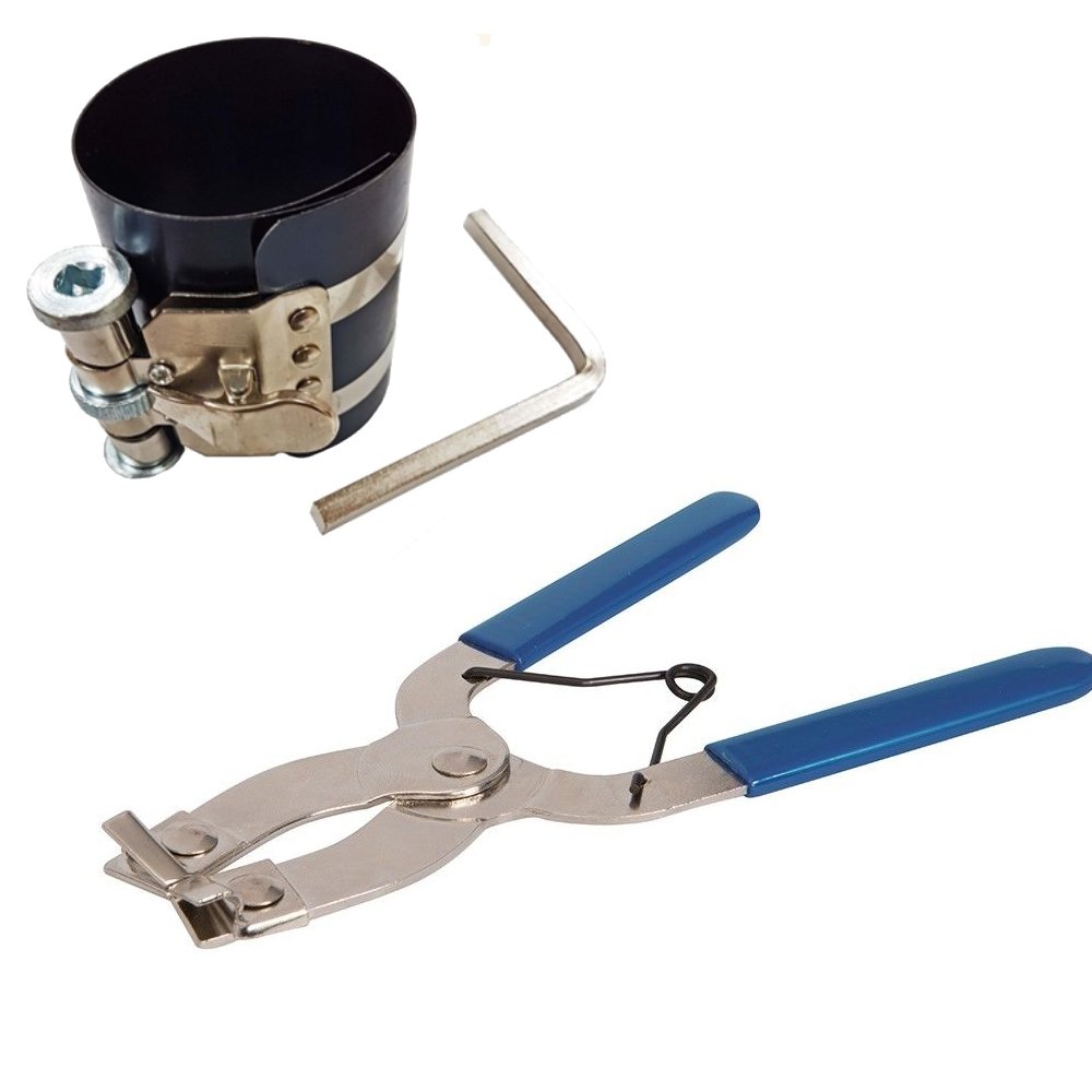 Piston Ring Clamp & Plier Set 50-125mm Stainless Steel Compressor