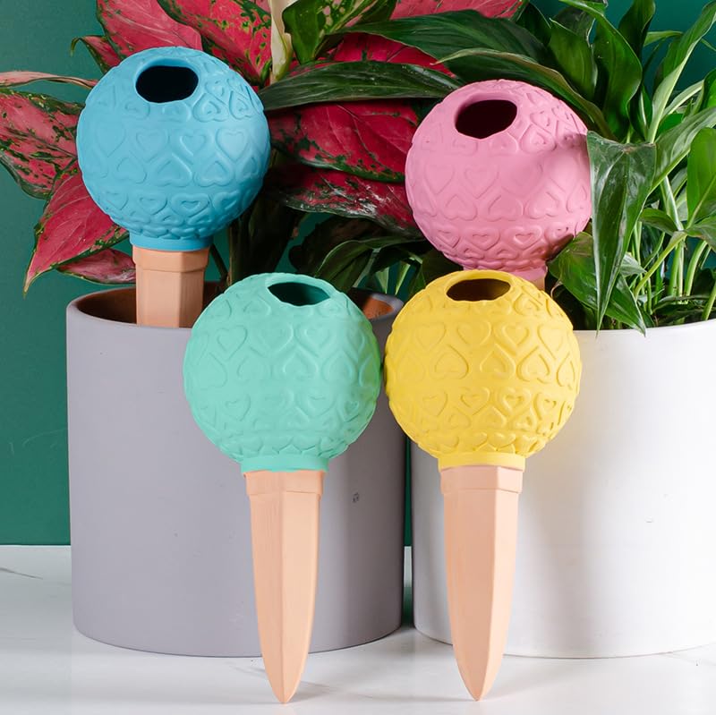 SilverChry Oyas a Planter Terre Cuite, Distributeur Eau Plante 4Pcs, Pointes Auto-arrosantes en Terre Cuite, Globes Arrosage Automatique Interieur pour Plante,...