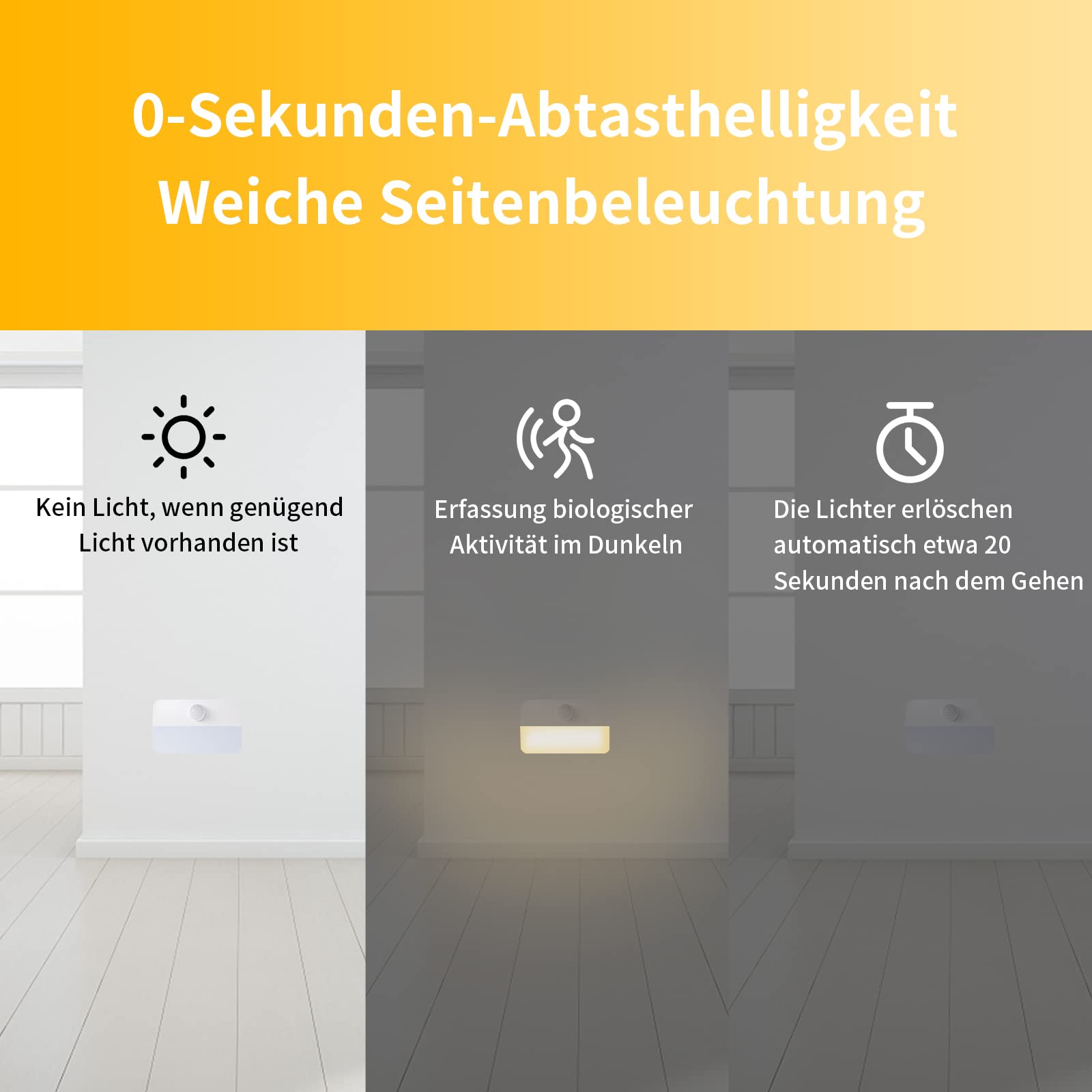 Useber led-nachtlampje, stopcontact met bewegingsmelder, 2 stuks, (aan/auto/uit), warm wit, nachtlampje voor kinderkamer, trap, slaapkamer, stopcontactlicht, oriëntatielicht