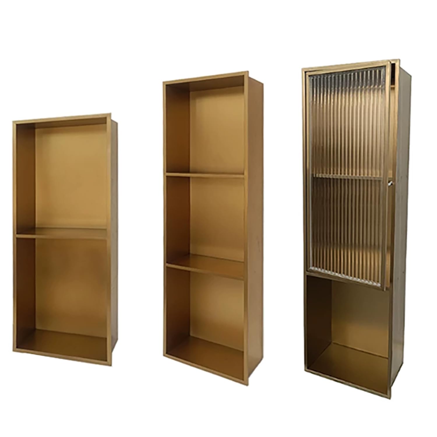 Portarrollos Empotrado Nicho Empotrado para El Cuarto De Baño con Puerta De Cristal Estantería para El Cuarto De Baño Armarios Empotrados para Cocinas Y Salones,Gold/c