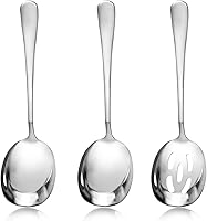 Vista 1 de 3 Pcs Large Serving Spoons Set, Stainless Steel Serving Spoon, Serving Utensil Large Serving Tablespoons Long Handle Soup Spoons, Serving Spoons Set