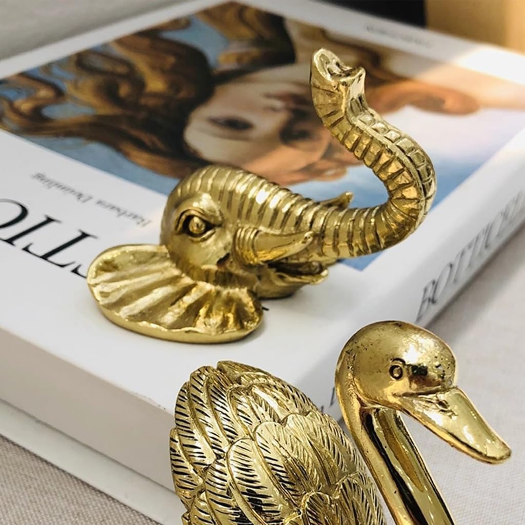 Curtain Tiebacks Brass Curtain Hook Curtain Holdbacks Drapery Hooks Wall Hooks Elephant Head Sculpture Decorative Hooks,Set of 2