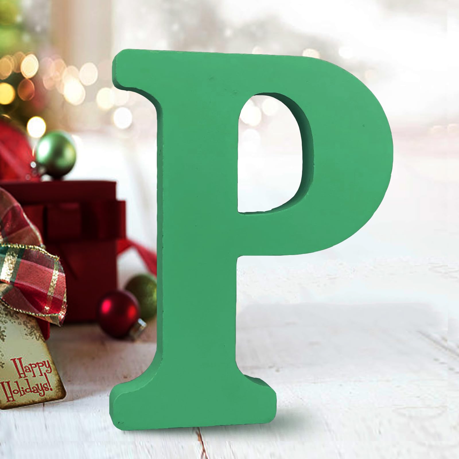 AOCEAN 6 Inch Green Wood Letters Unfinished Wood Letters for Wall Decor Decorative Standing Letters Slices Sign Board Decoration for Craft Home Party