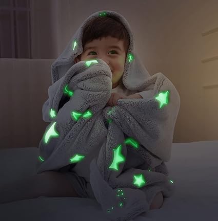 KEYOZA Glow in The Dark Blanket 120cm x 175cm, Random Throw Blanket Kids Cozy Blanket , All Seasons Blanket Christmas Holiday Birthday Gifts for Teen Kids Girls Boys, Grey || Multi Design