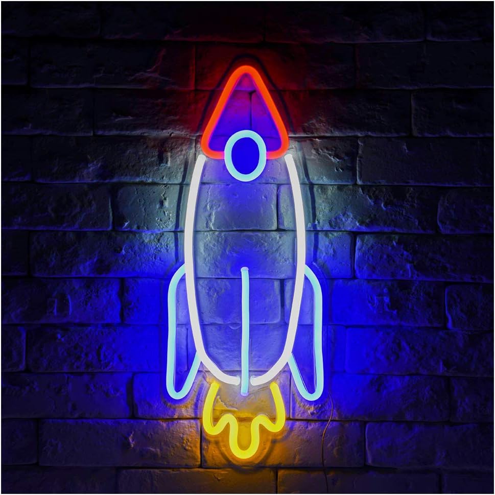 Rocket LED Neon Sign Lights Night Light Kids Room Decor