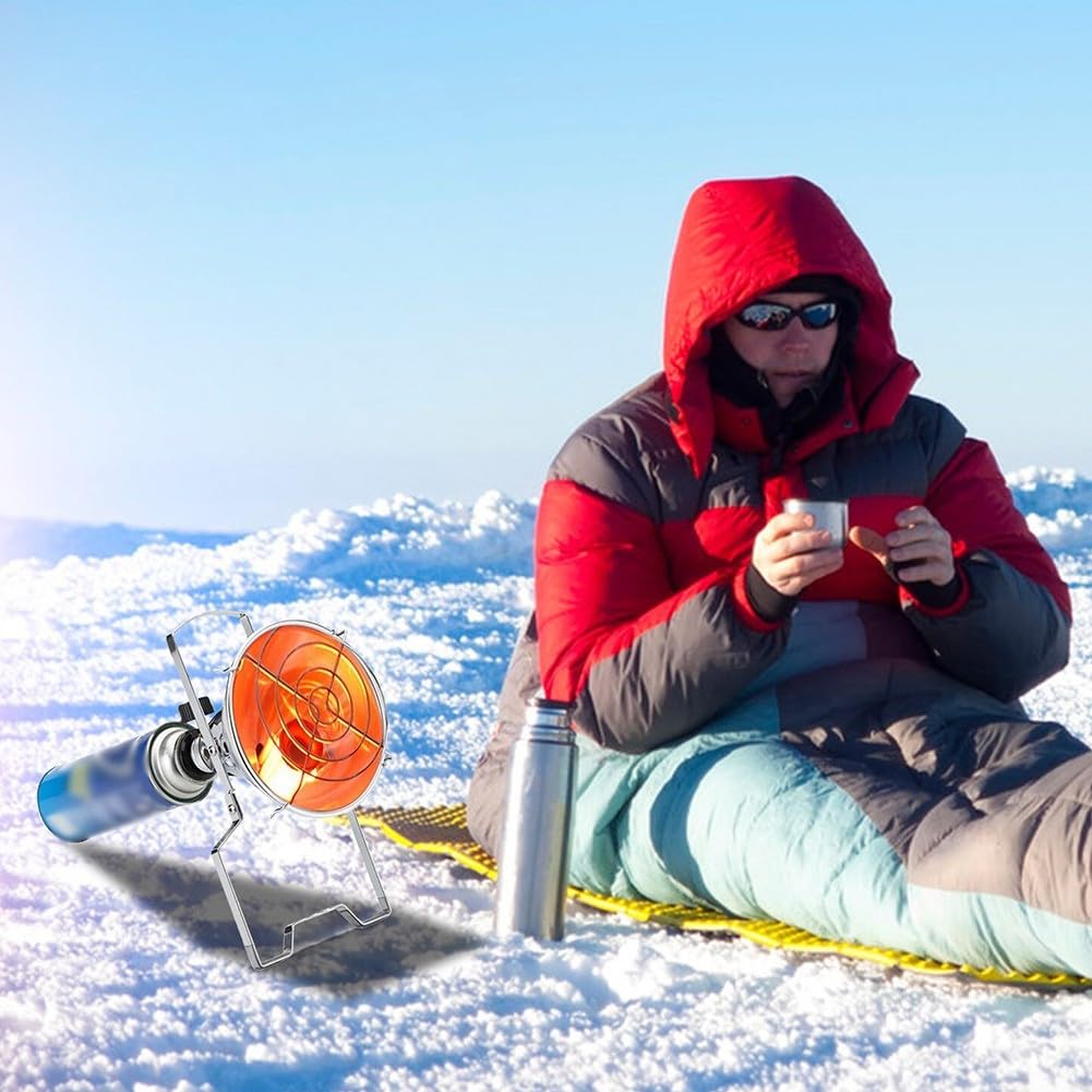 Stufa a gas portatile per uso esterno – Riscaldatore a gas propano butano con uscita 1,0 kW, fornello da campeggio in acciaio inox, compatto, 15,5 x 15,5 x 22,1 cm