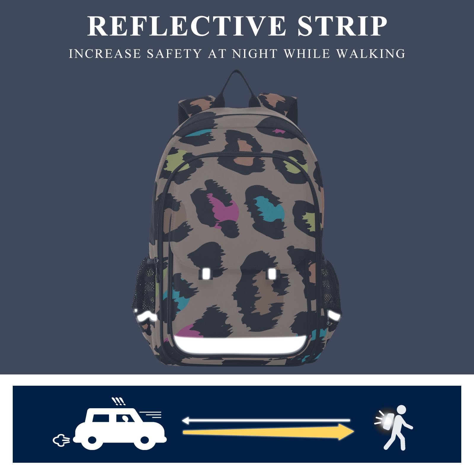 Kinder-Rucksack, bunt, Leopardenmuster, Schultasche, Rucksack, Tagesrucksack, Büchertasche, Reiserucksack für Jungen und Mädchen, mehrfarbig, 33 x 22 x 45cm / 12.9 x 8.6 x 17.7inch