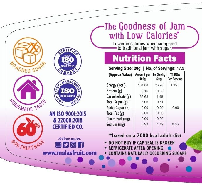 Image of Mala's, Zero Sugar Jamun Jam 350g, 1 count