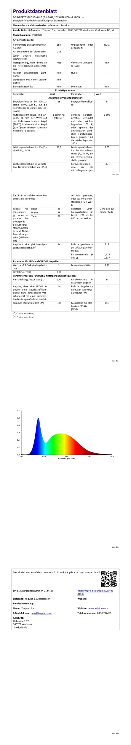 Ledvion - 10X LED TL-Röhre 120CM inkl. LED-Starter, 18W, 6500K, 100lm/W, 30.000 Betriebsstunden
