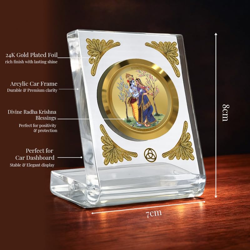 Image of DIVINITI 24K Gold Plated Religious Car Dashboard Frame | Premium God Idol Frame for Car, Home Mandir & Office Table | Spiritual Gift, Decorative Showpiece