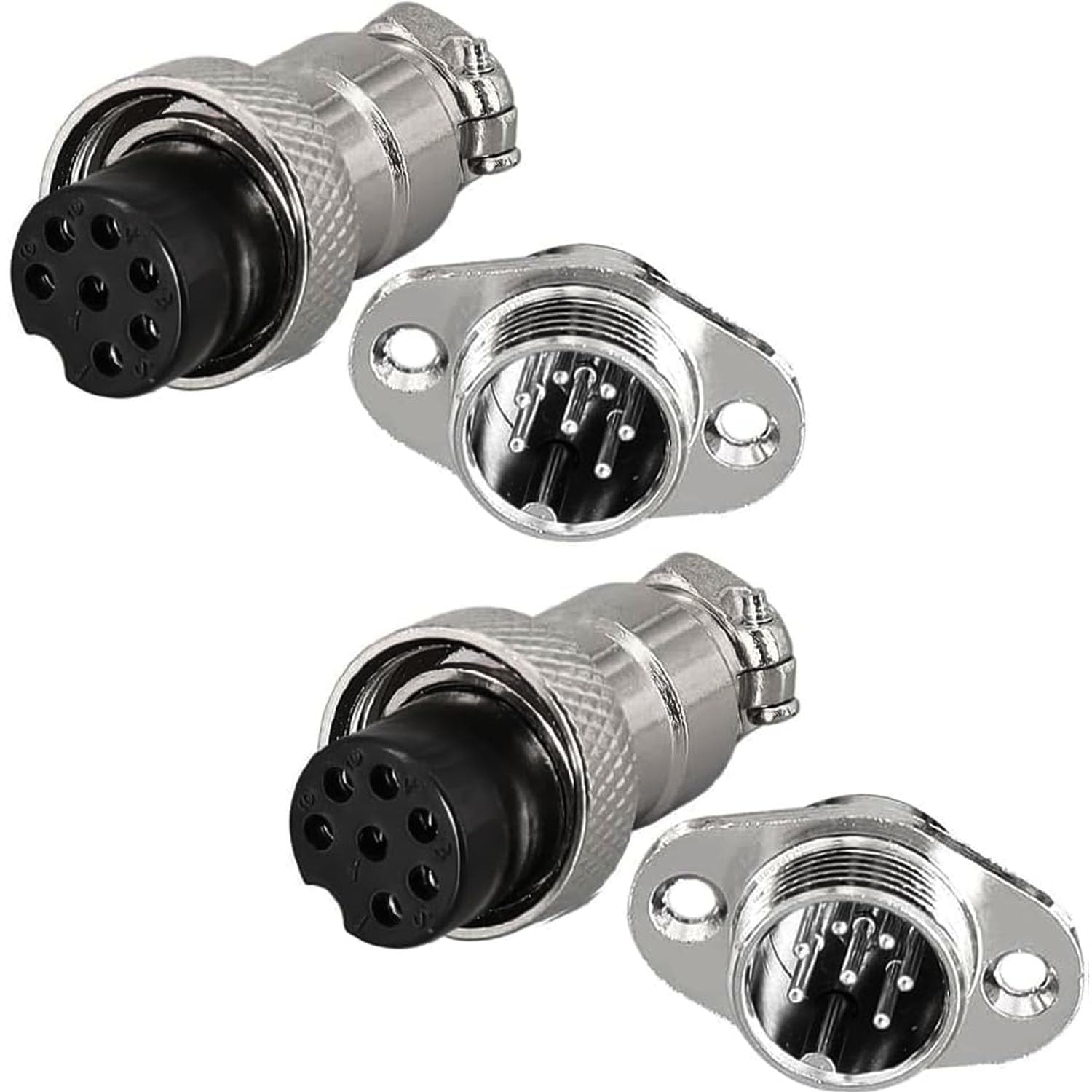 RUNCCI-YUN 2Pcs GX16 7 Pin Aviation Connector, 16mm Solder Male Female Panel Mount Airline Plug Cable Connector (GX16 7 Pin)