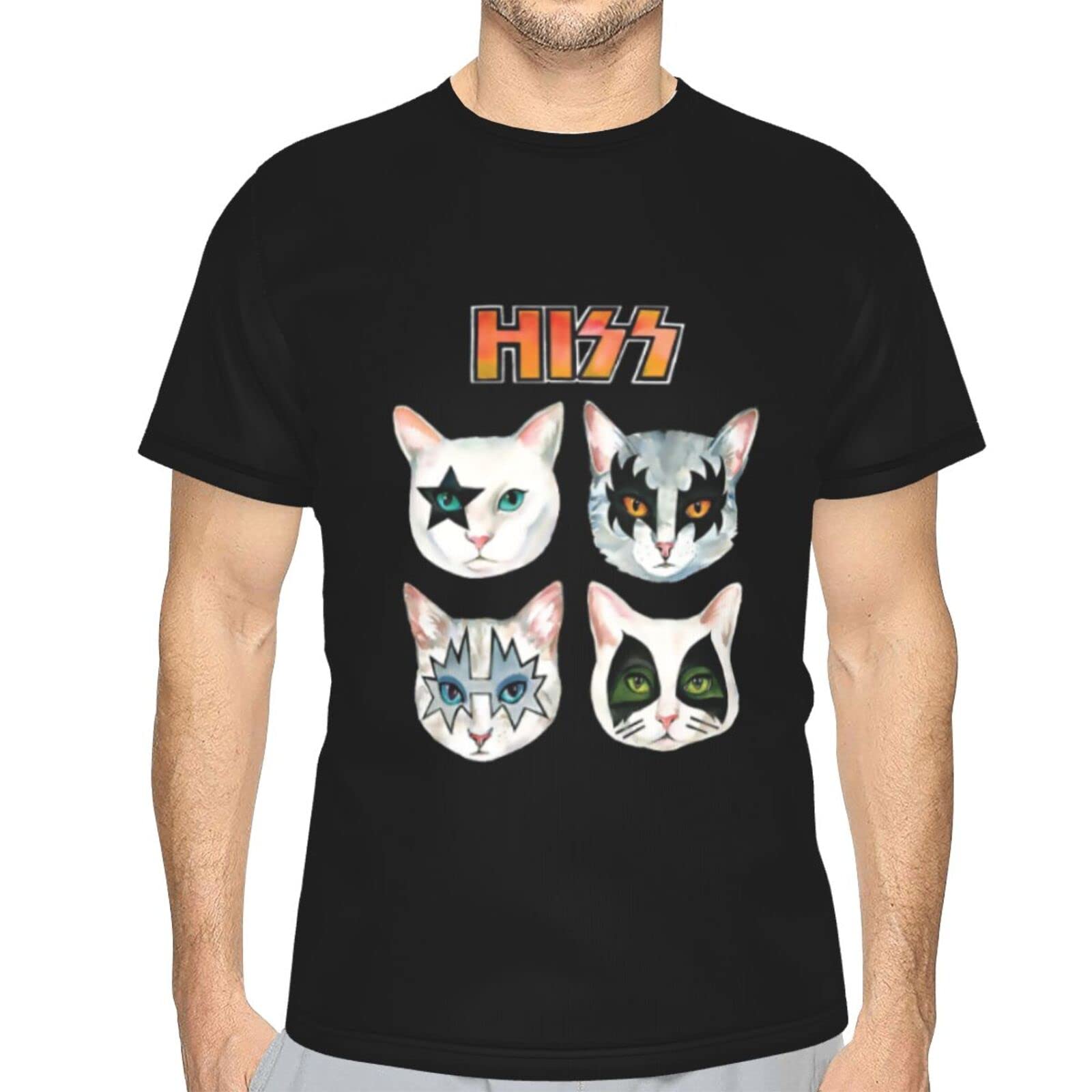 Amazon.co.jp: メンズ Tシャツ 半袖 キッス KISS 猫 ネコ トップス  