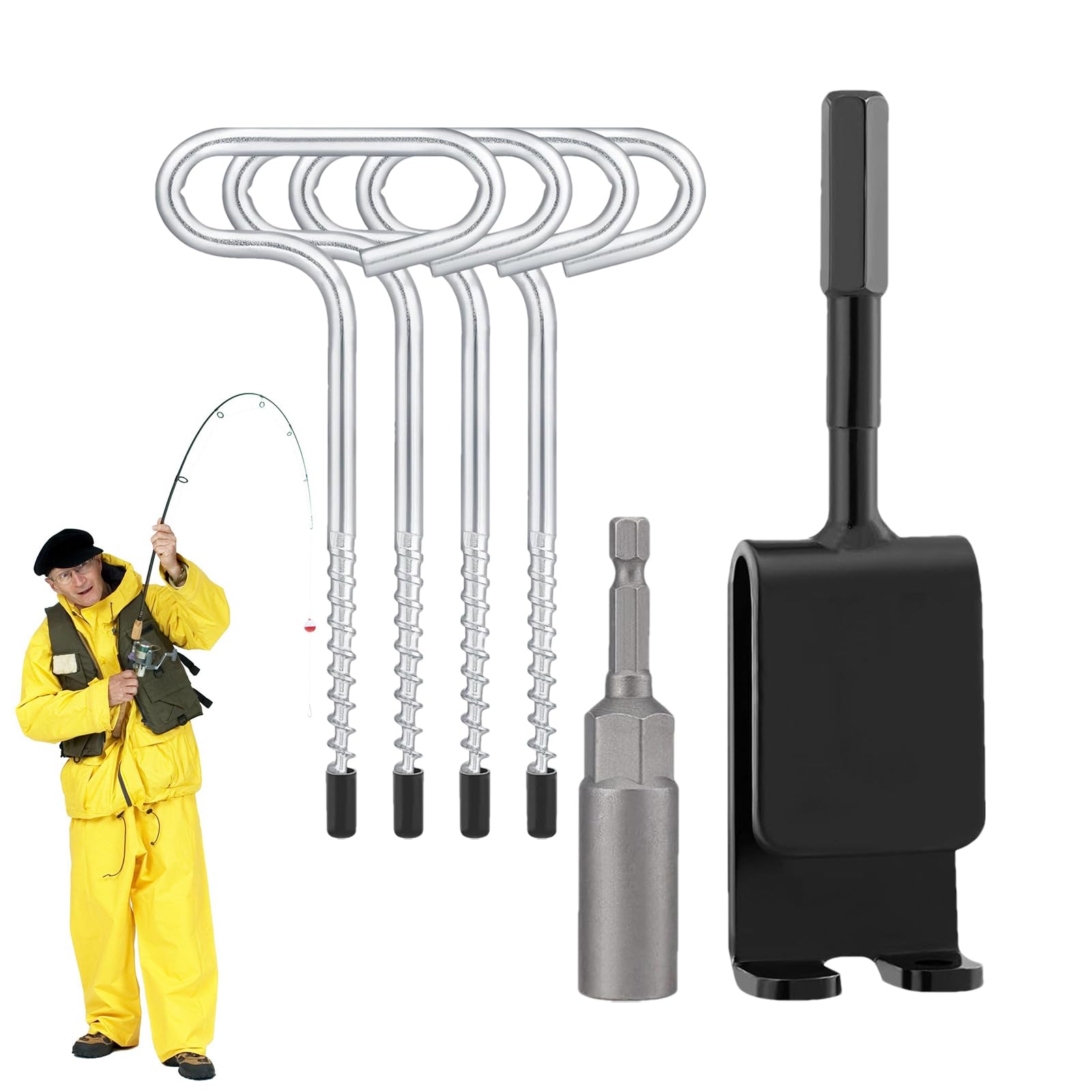 Anclaje para refugio para la pesca en hielo y kit adaptador para taladro con estaca