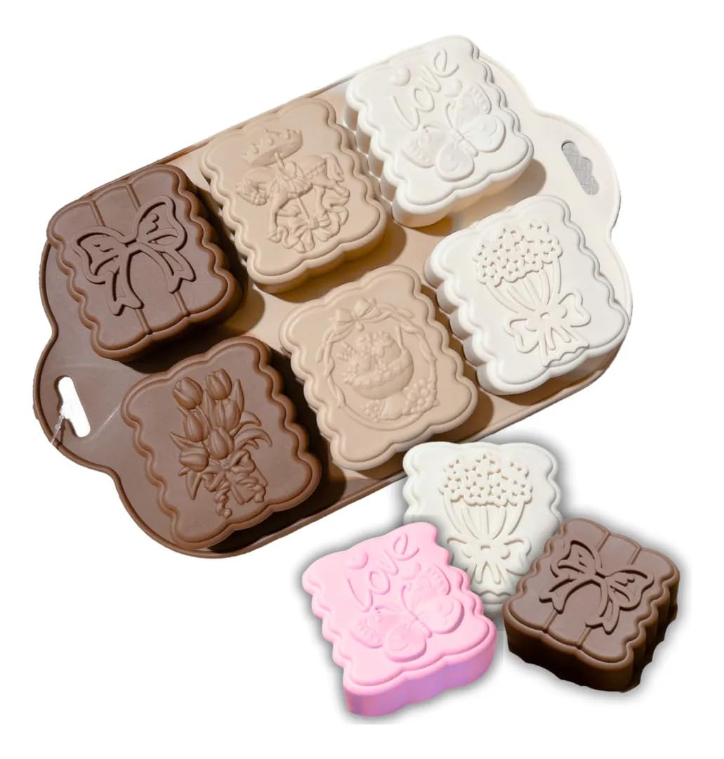 6 Cavity Unicorn Bow and Flower Silicone Mould 3D Cute Candle Mold for Baking Chocolate Candy Xmas Cakes Cupcake Muffin Jelly Candle Melts Handmade Soap Making Mold (Pack of 1)