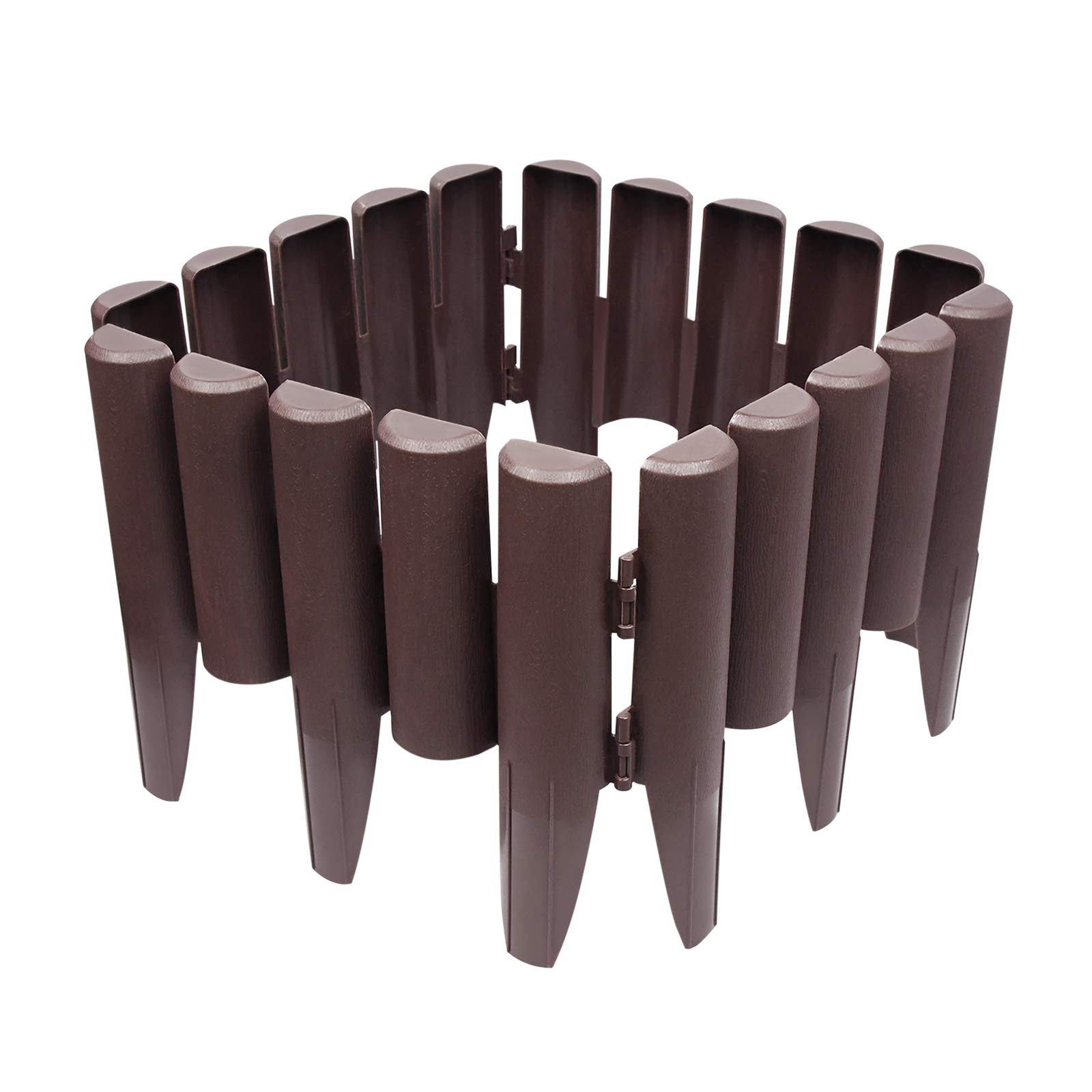 Bordo per prato, 8,4 m, in plastica, per aiuole, per giardino, 1 elemento (lunghezza x altezza x 28 x 24 cm), marrone, 30 pezzi