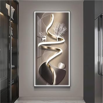 Metal Framed Wall Art, LED Wall SculptureA,50x100cm19.7x39.4in | Large Modern Abstract Wall Decor, Luxury 3D Art for Living Room, Hallway, Entryway and Office