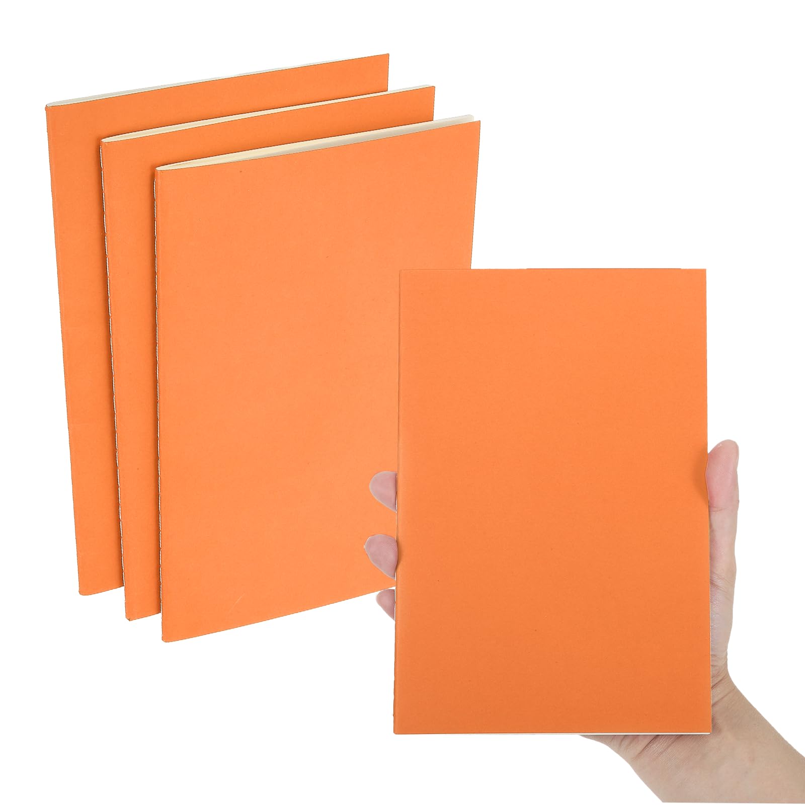 PATIKIL 3 Pack A5 Notebook, A5 Journal Mini Notebook Pocket Unlined Memo Notepads no Lines Sketchbook Small 8.3x5.5 Inch 30 Sheets for Men Women Office Supplies Travelers,Orange
