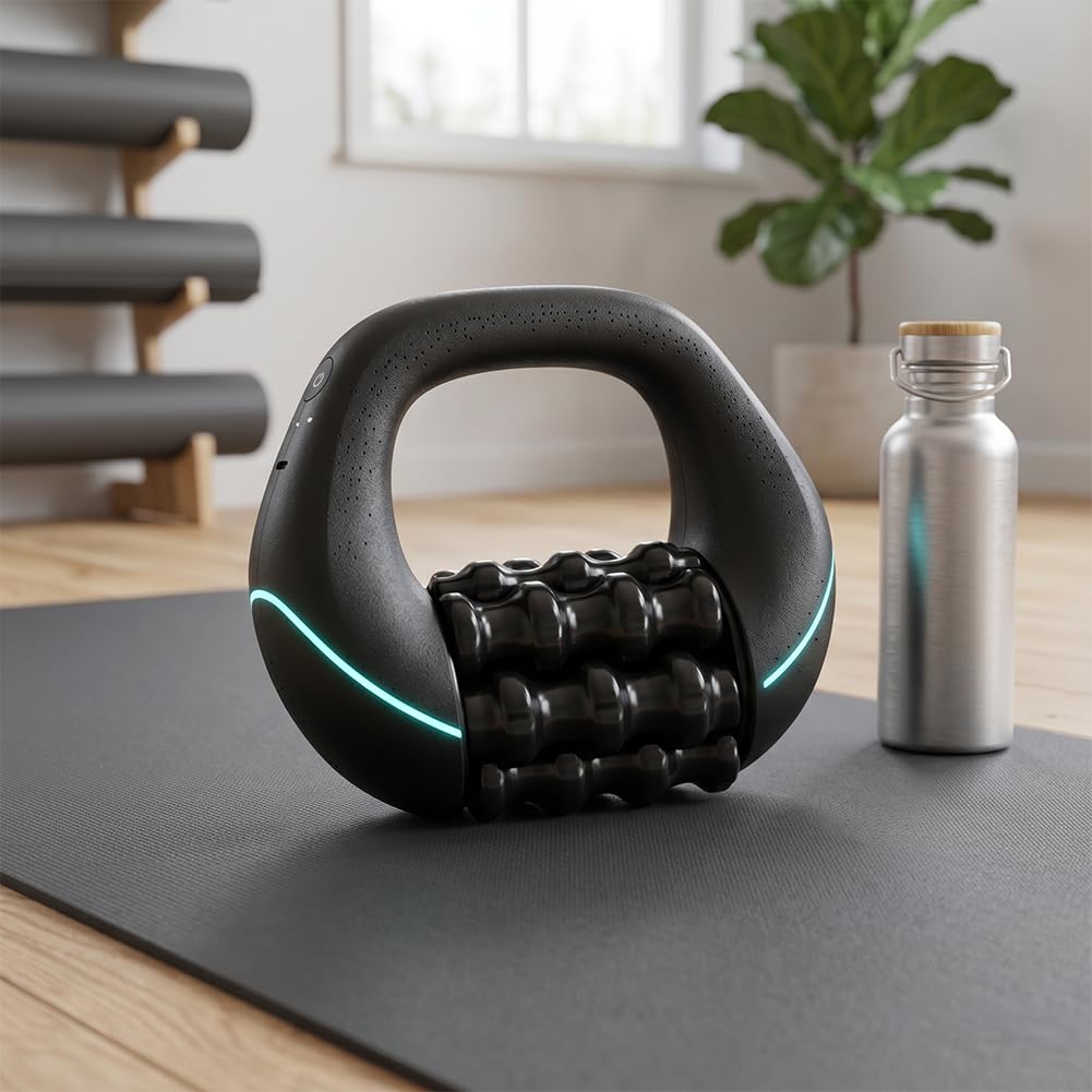 Electric Handheld Massager with Rollers, Rechargeable Portable Rolling Massager, Deep Tissue Massagers, 3-Speed Rolling Percussive Muscle Roller for Legs, Back, Shoulders (2Pcs)