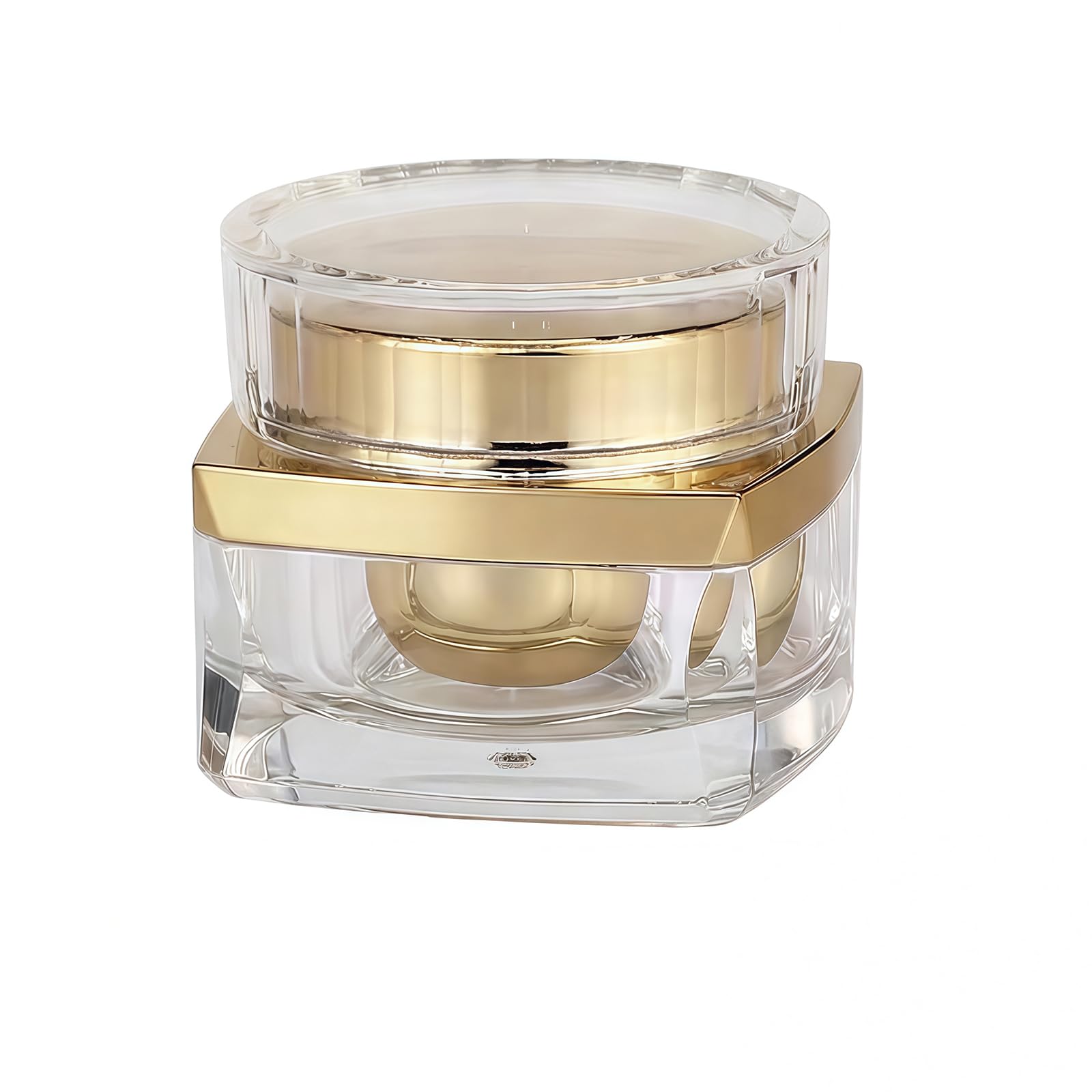 30g Upscale Refillable Acrylic Lotion Bottle With Screw Lid and PP Liner,Travel Empty Cosmetic Jar,Makeup Face Cream Eye Cream Holder Container for Sample Packaging Storage (Transparent+Golden)