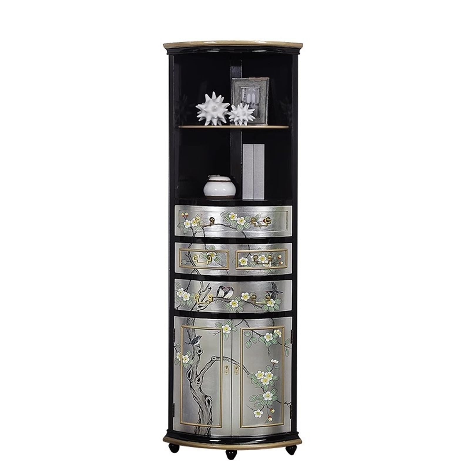 Corner Cabinet Corner Triangular Living Room Painted Art Corner Drop Shelf Corner Storage Wine Cabinet(Y,B)