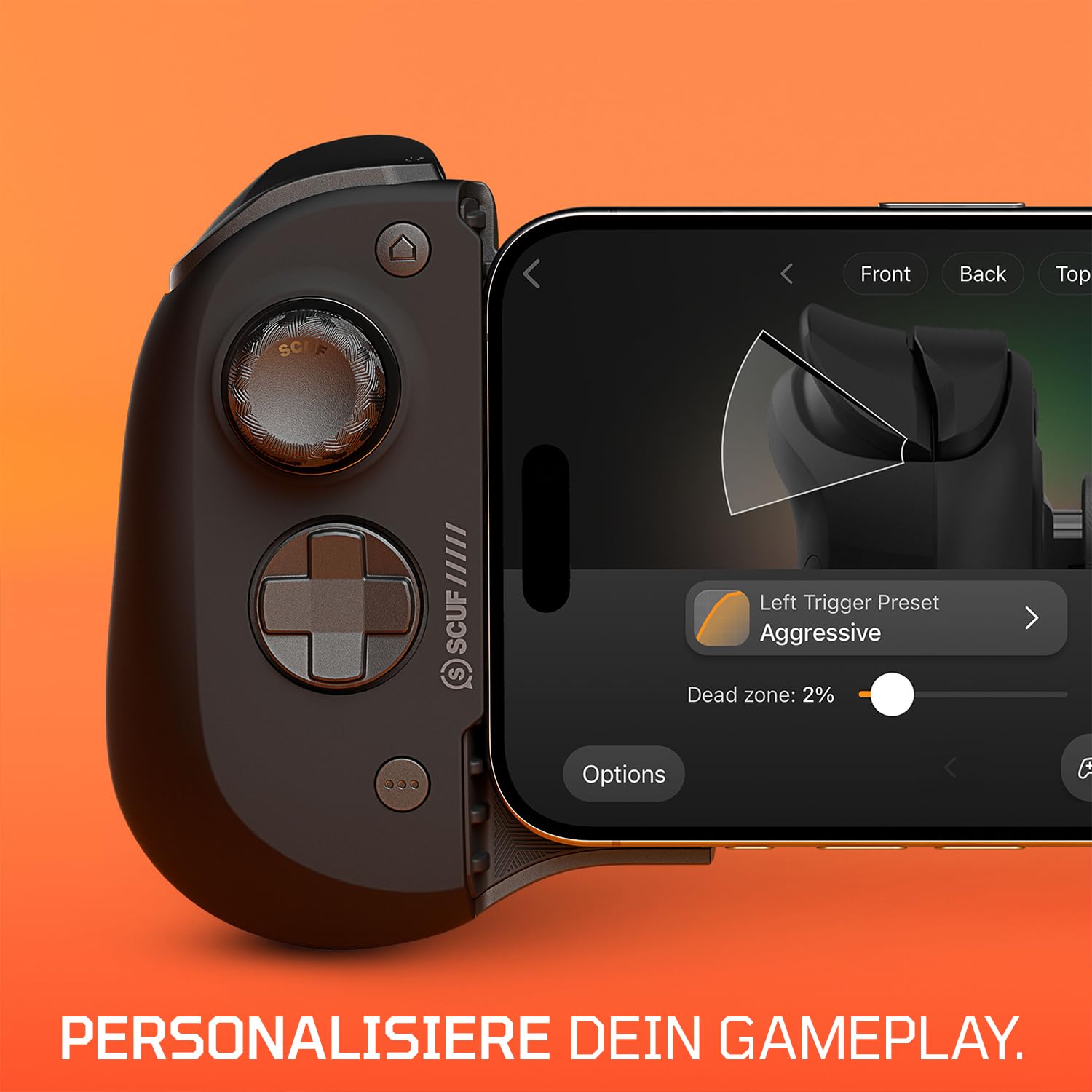 Scuf NOMAD Kabelloser iPhone Controller für Mobiles Gaming – Hintere Paddles – Anti-Drift-Thumbsticks – Bluetooth 5.0 Verbindung – PS Remote, Xbox Game Pass, Apple Arcade, Steam Link – Schwarz