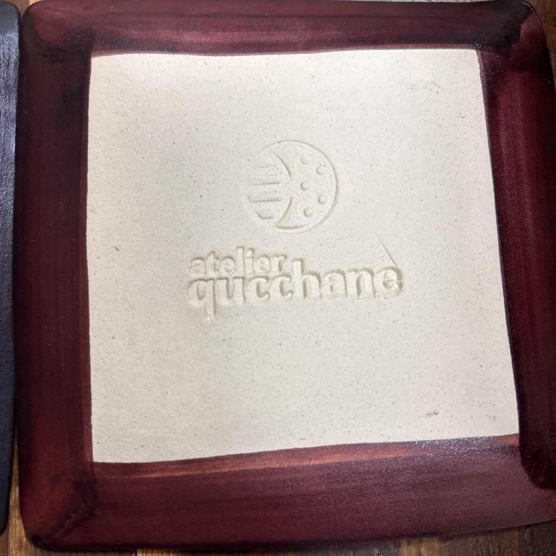 沖縄　やちむん　アトリエクッチャネ　作家　ヤギ　角皿　２枚セット 沖縄 やちむん アトリエクッチャネ 作家 ヤギ 角皿 2枚セット パン皿