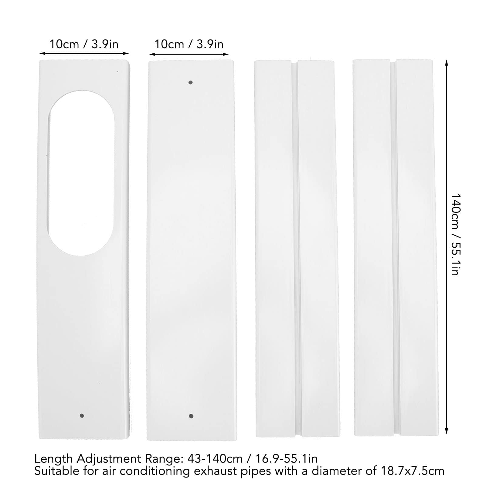 Kit d'évent de fenêtre de climatisation portable Plaque d'étanchéité de fenêtre régulable 16,9 à 55 pouces Convient à la maison et au bureau Plaque d'étanchéité de climatisation, 4 pièces