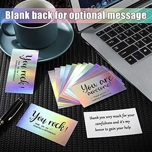 180 Pieces Appreciation Cards You Are Awesome Cards Reflective Holographic Silver Thank You Note Cards Recognition Postcards For Employees, Volunteers, Nurses, Doctor, Teachers, Students, 2 X 3.6 Inch #TOP2