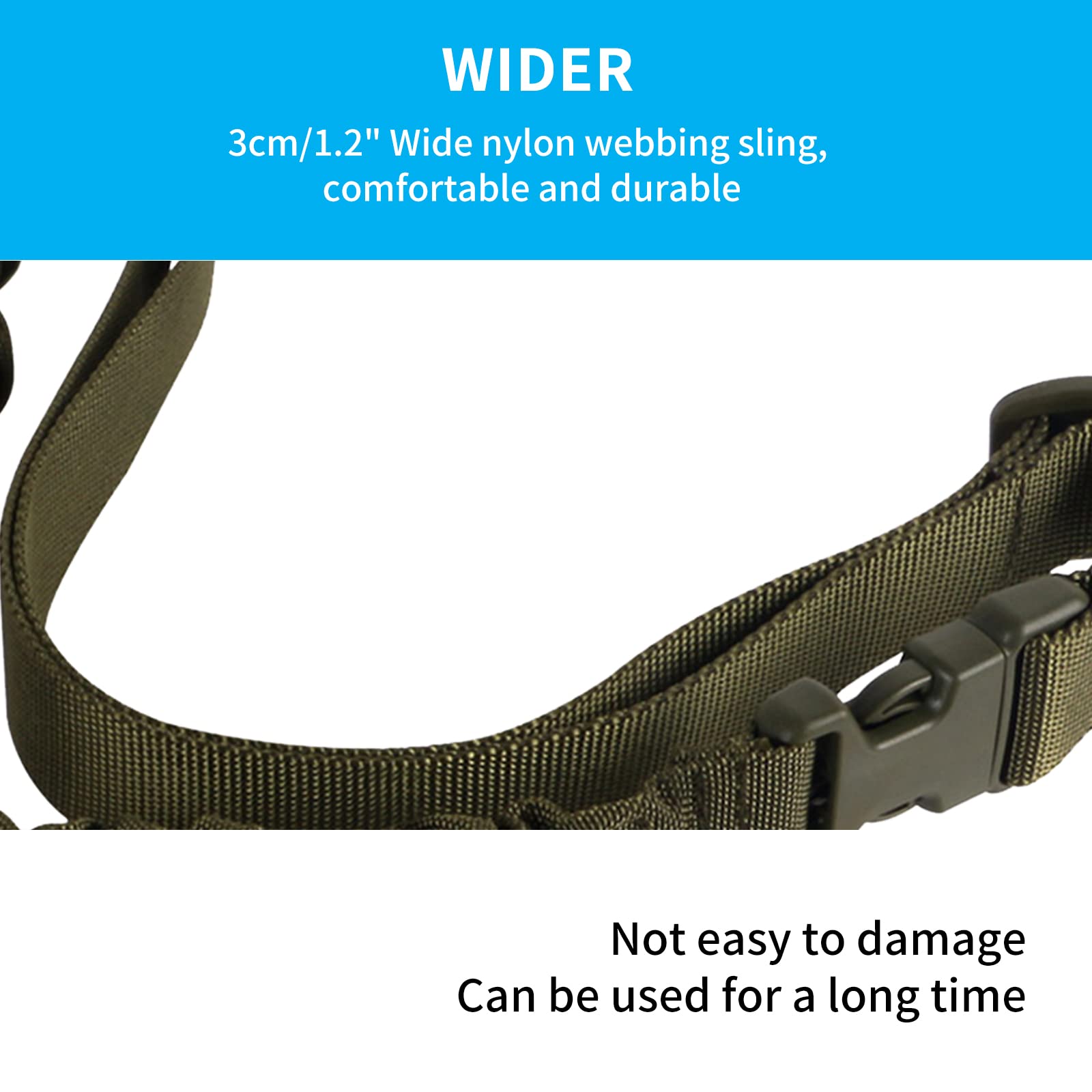 Tactical Single Point Sling Regolazione Rapida della Lunghezza della Cinghia in Nylon Webbing Multi-Uso Durevole con Gancio in Metallo per Sport all'aperto
