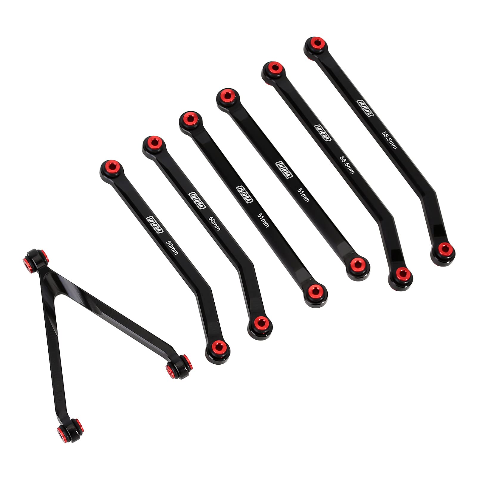 INJORA Collegamenti Alluminio CNC Set di Collegamenti del Telaio ad Alto Gioco per 1/24 RC Crawler LWB 133.7mm Assiale SCX24 C10 JLU Bronco Base Camp（Nero）