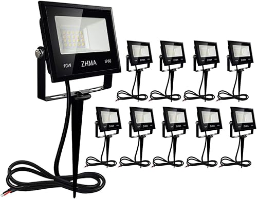 Luces LED de paisaje de 10 W, 12 V, bajo voltaje, blanco cálido, IP66, impermeable, luz de inundación para iluminación de caminos, patio, césped,