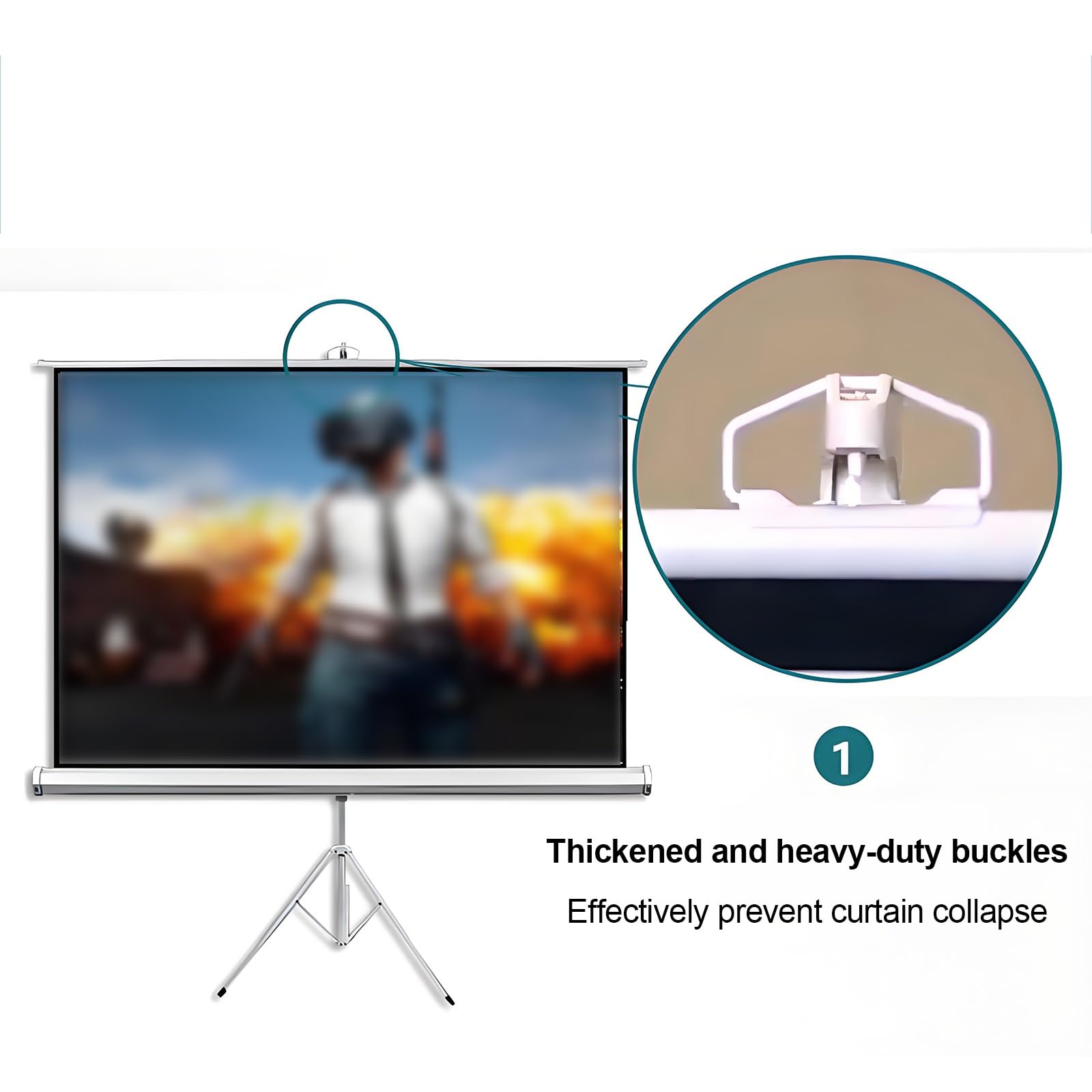 Ekran Projekcyjny ze Statywem PVC o Wysokiej Rozdzielczości 4K Regulowana Wysokość Przenośny Ekran Projekcyjny Składany Nadaje Się do Użytku Na Kempingu I w Salach(120 * 90cm)