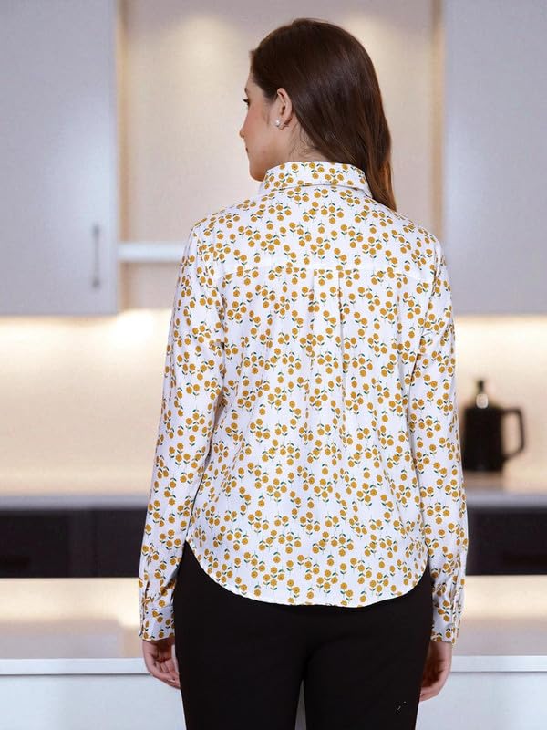 Image of OOMPH! Rayon Floral Printed Shirt for Women | Collared, Full Sleeve | Women's Button Down Shirt | TOP Stylish | Office & Casual