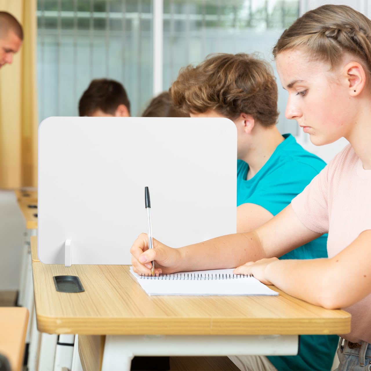 EXCEART Divisori da scrivania, divisori da scrivania, per Scrittura, divisori da Tavolo, Protezione per la Privacy da Tavolo, Protezione da perdite, Ufficio, Bianco Acrilico