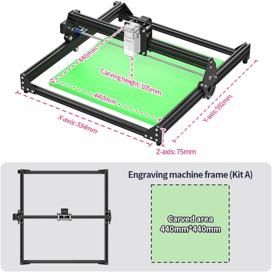 DIY KIT All Metal 2020 2040 Aluminum Profile Laser Engraving Machine Frame Working Area Expand to 440x440mm