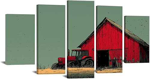 VOCBAN Vintage Cottage Wall Art, Summer Country Landscape Print - 5 pieces Farmhouse Art Poster, Canvas Prints for Bedroom Living Room Bathroom Wall