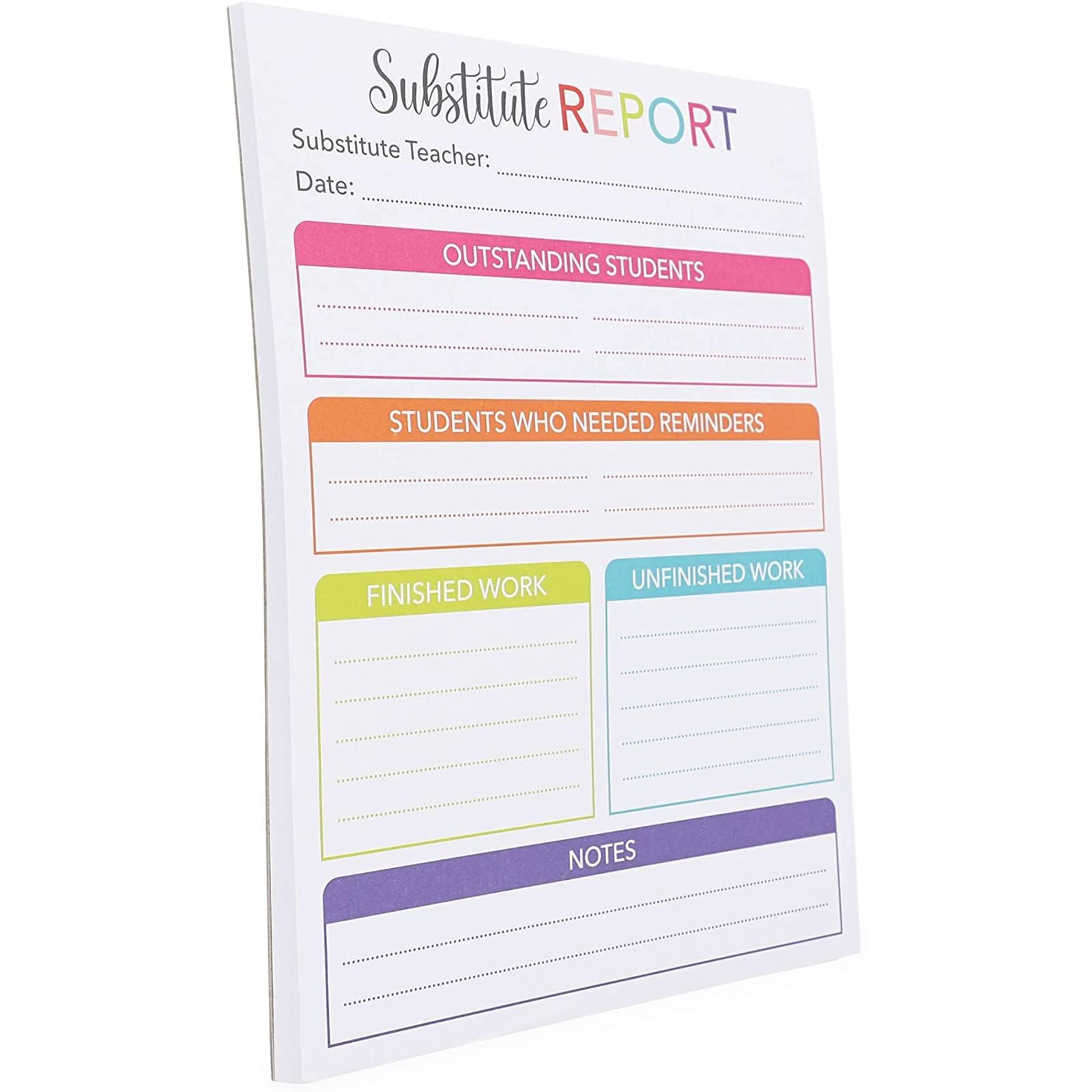 Amazon.com : Substitute Teacher Notepad, Lesson Planner, Behavior Pads (7.5  x 10 In, 3 Pack) : Office Products
