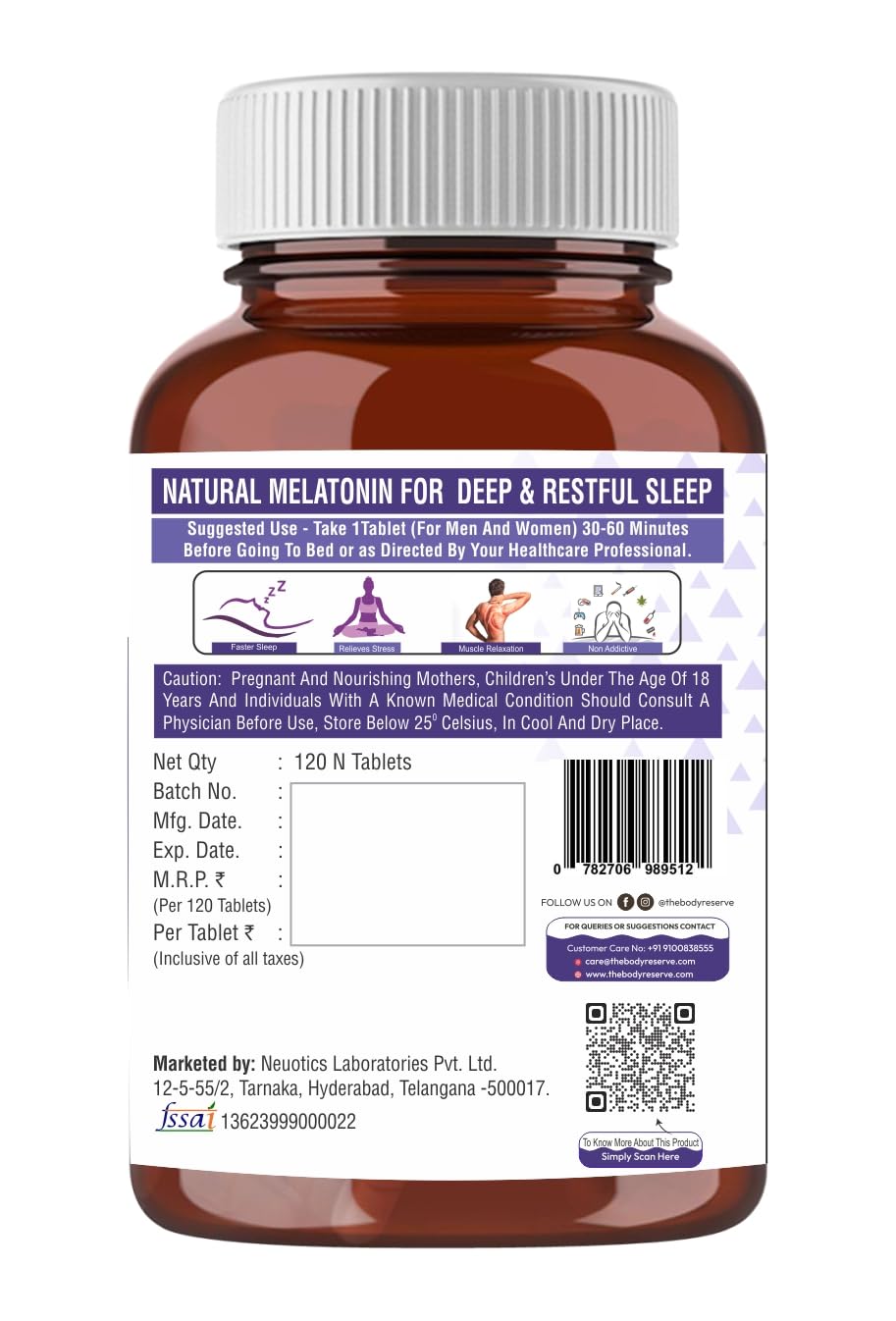 The Body Reserve Melatonin 10mg - 120 Veg Tablets for Sleep Support, Nerve Relaxation, and Stress Relief - Non-Habit Forming for Men & Women The Body Reserve Melatonin 10mg - 120 Veg Tablets for Sleep Support, Nerve Relaxation, and Stress Relief - Non-Habit Forming for Men & Women