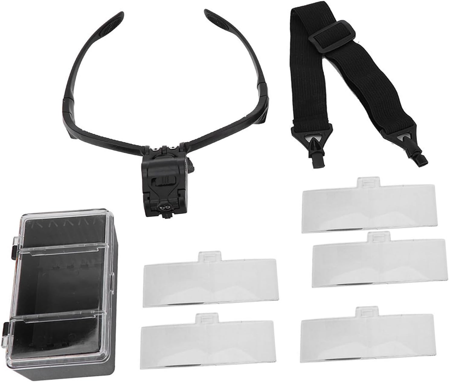 Head Magnifier with 2 LED Lights, Hands Headband Magnifying Glass with 5 Different Lens, Head Mount Magnifying Glass with Headband for Jewelry, Craft, Electronic Repair, Hobby,