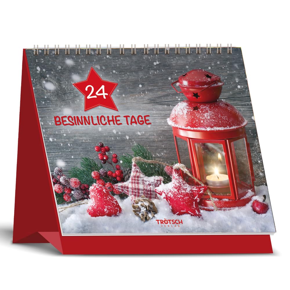 TRÖTSCH – Aufstell Adventskalender „24 besinnliche Tage“ | Weihnachtskalender mit 24 besinnlichen Bildern & Weisheiten: Dekorativer Adventskalender mit Goldfolie