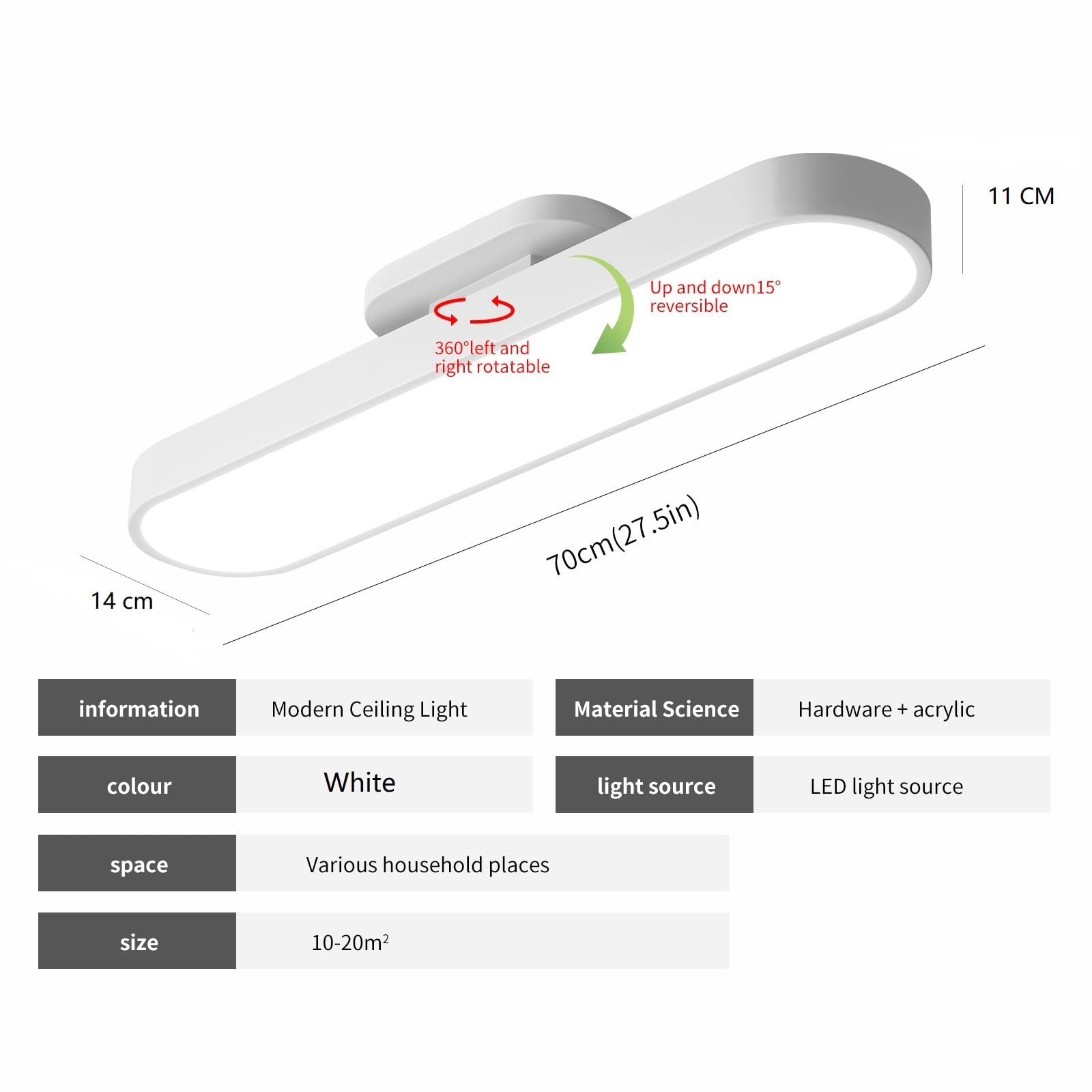 Oninio Lampadario da Soggiorno 70cm Dimmerabile Lampada da Soffitto con Telecomando Plafoniera led Soffitto in Acrilico Plafoniera Soffitto per Soggiorno Cucina Sala da pranzo Camera da letto